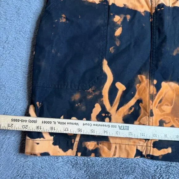 Shelbe Shop Denim Romper Skirt Size M Hand Died Acid Bleach Utility Canvas - Picture 5 of 8